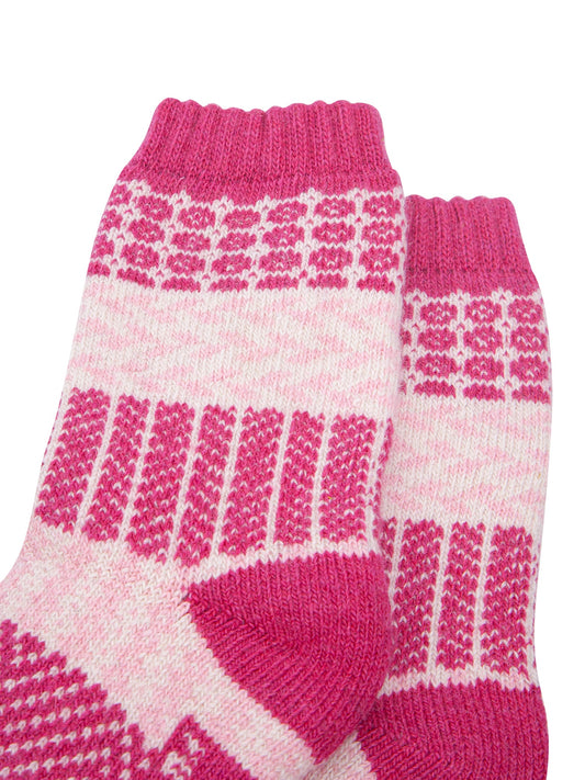 Block-Patterned-Wool-Socks-in-Raspberry-Pink-Close-Up