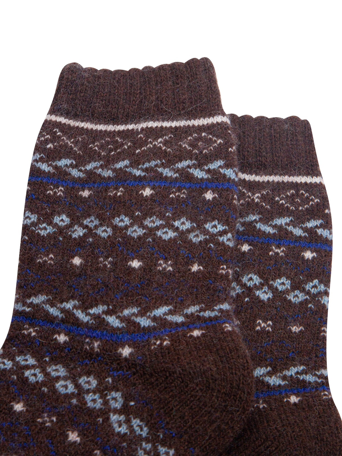 Fair-Isle-Patterned-Wool-Socks-in-Brown-Close-Up