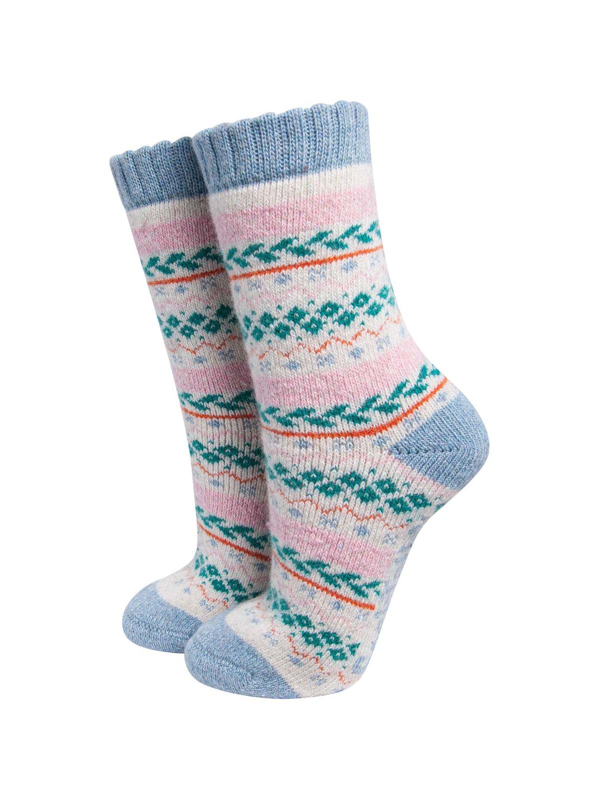 Fair-Isle-Patterned-Wool-Socks-in-Cream/Multi-On-Mannequin