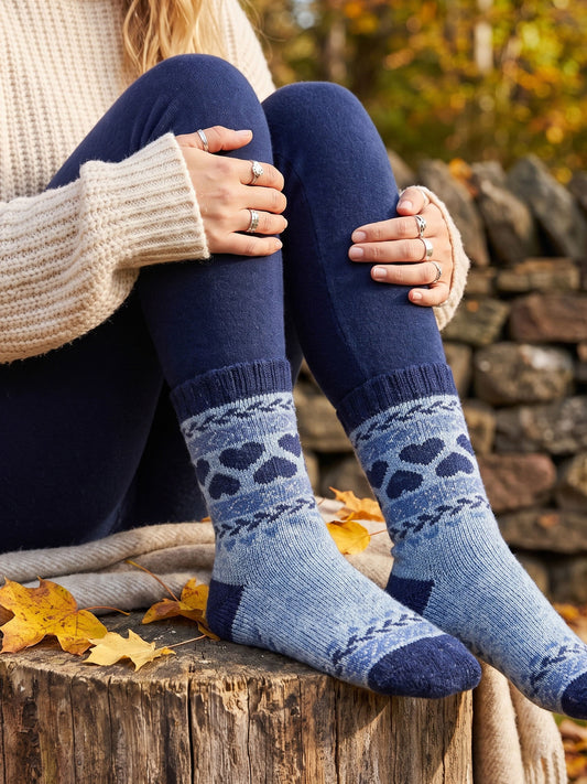 Heart-Patterned-Wool-Socks-in-Sky-Blue/Navy-Blue