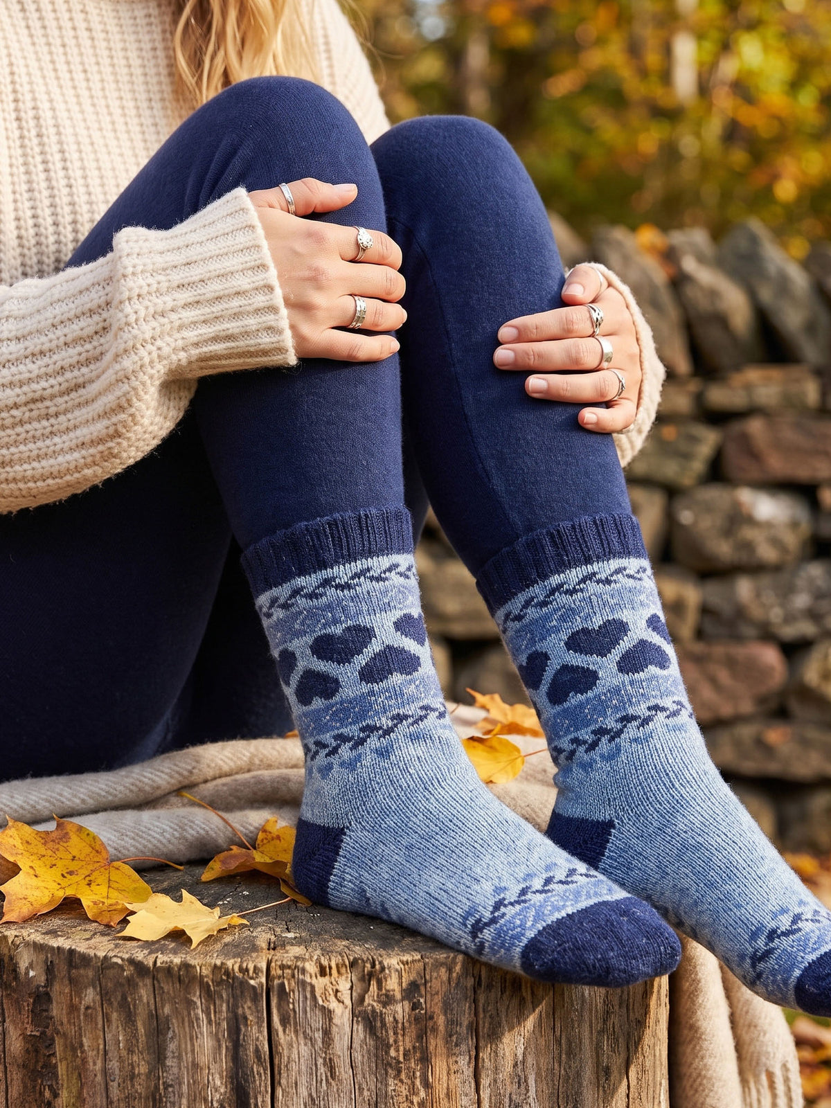 Heart-Patterned-Wool-Socks-in-Sky-Blue/Navy-Blue