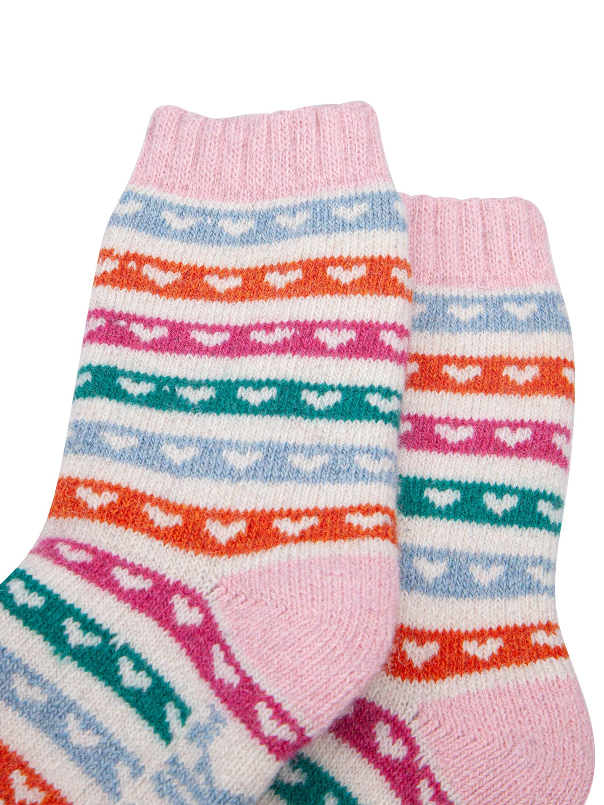 Heart-Stripe-Patterned-Wool-Socks-in-Cream/Multi-Close-Up