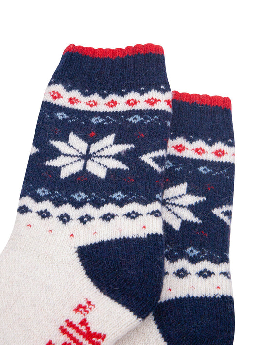 Nordic-Snowflake-Patterned-Wool-Socks-in-Cream/Navy-Blue-Close-Up