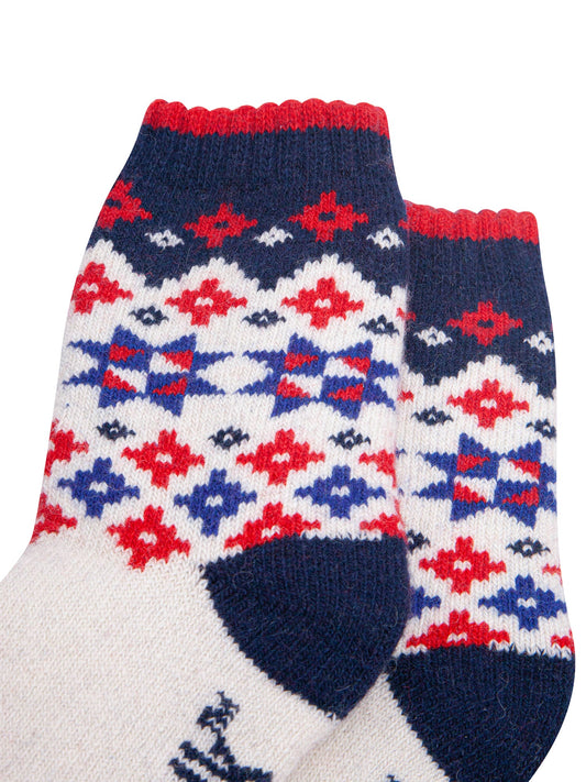 Star--Patterned-Wool-Socks-in-Cream/Navy-Blue-Close-Up