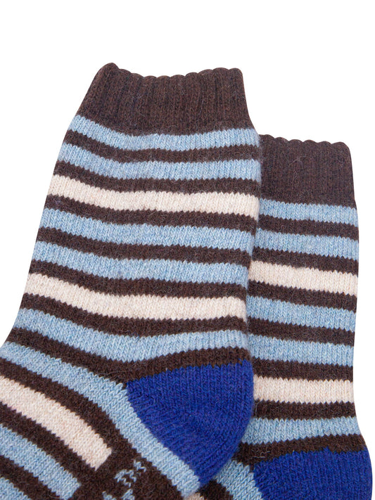 Stripe-Patterned-Wool-Socks-in-Brown/Sky-Blue-Close-Up