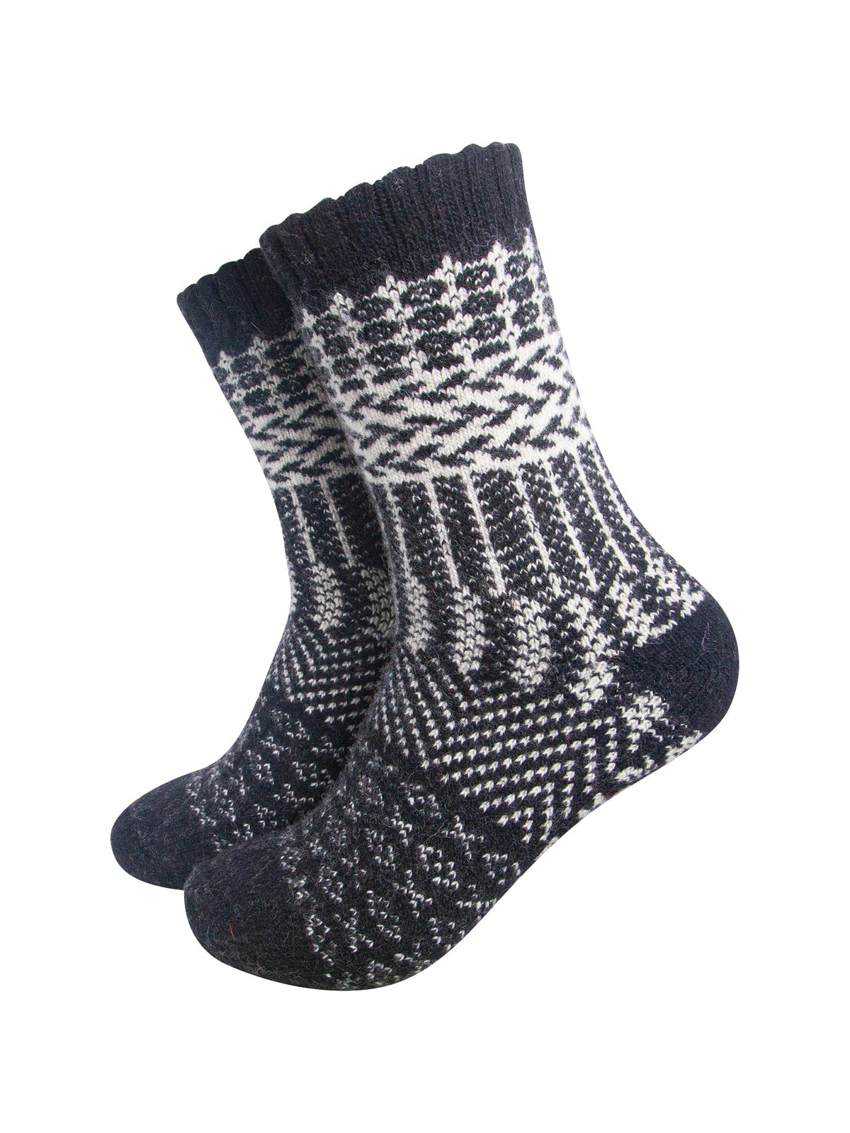 Block-Patterned-Wool-Socks-in-Black-On-Mannequin