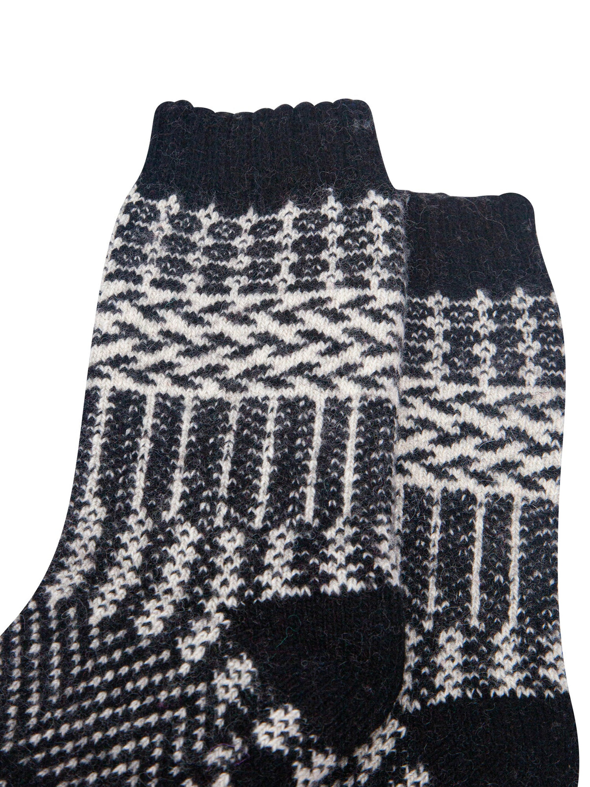 Block-Patterned-Wool-Socks-in-Black-Close-Up