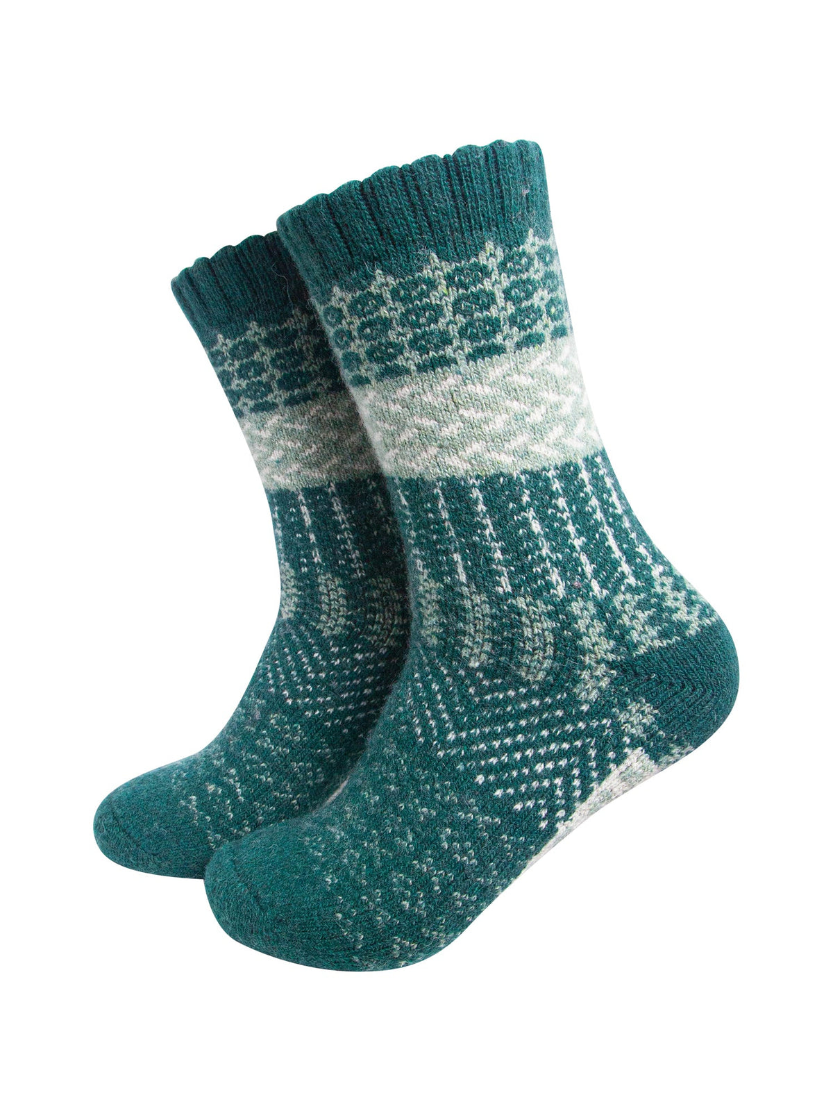 Block-Patterned-Wool-Socks-in-Green-On-Mannequin