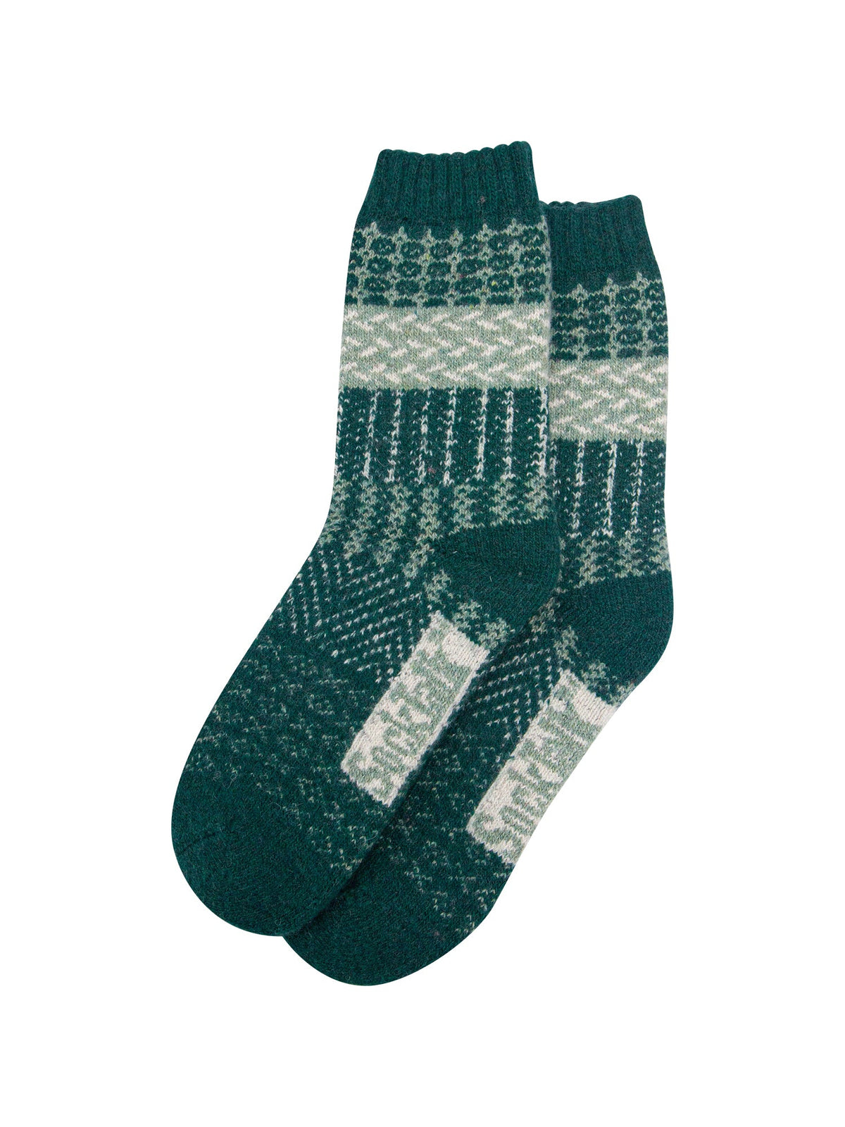 Block-Patterned-Wool-Socks-in-Green-Laid-Flat