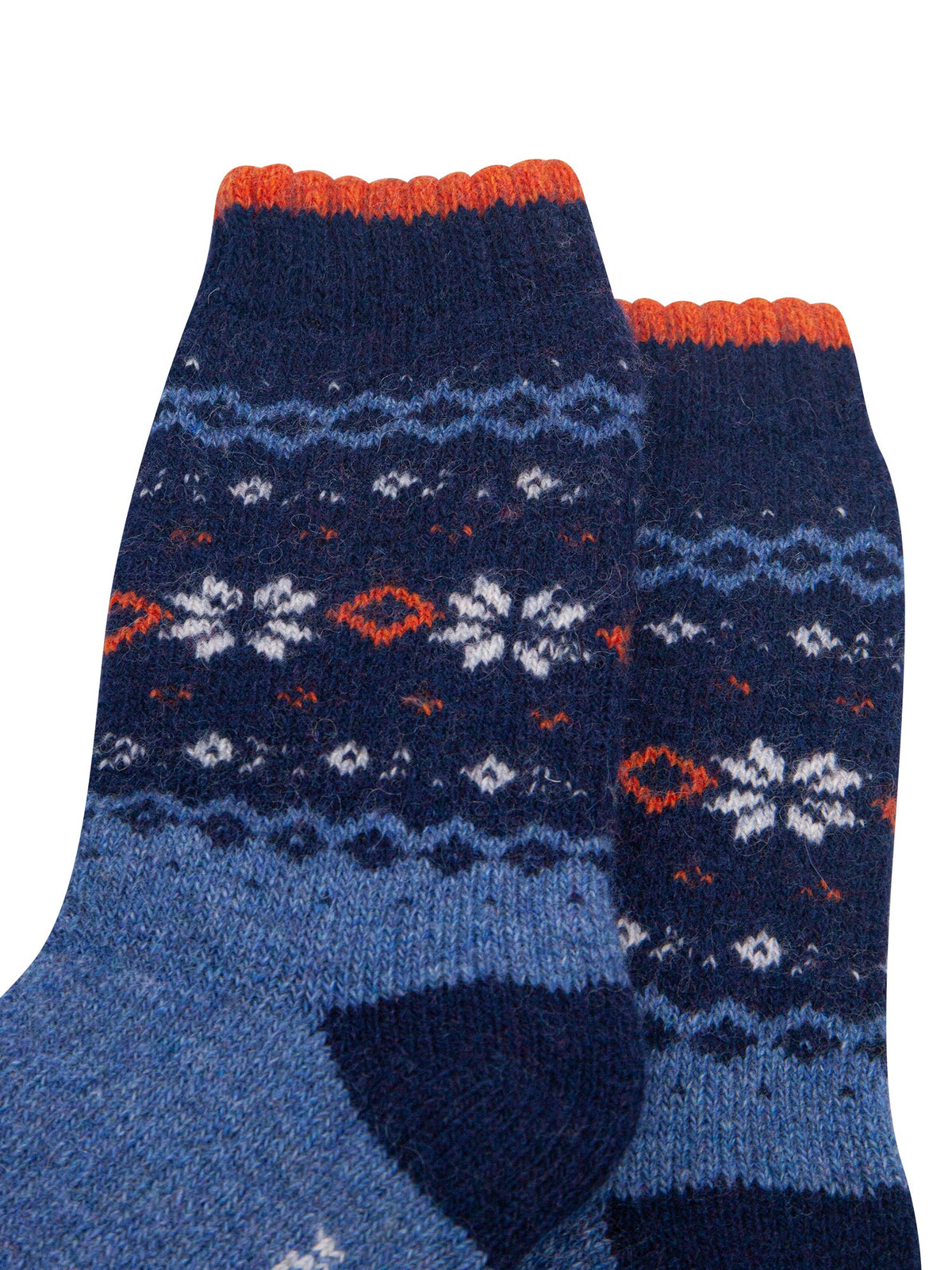 Nordic-Snowflake-Patterned-Wool-Socks-in-Denim/Navy-Blue-Close-Up