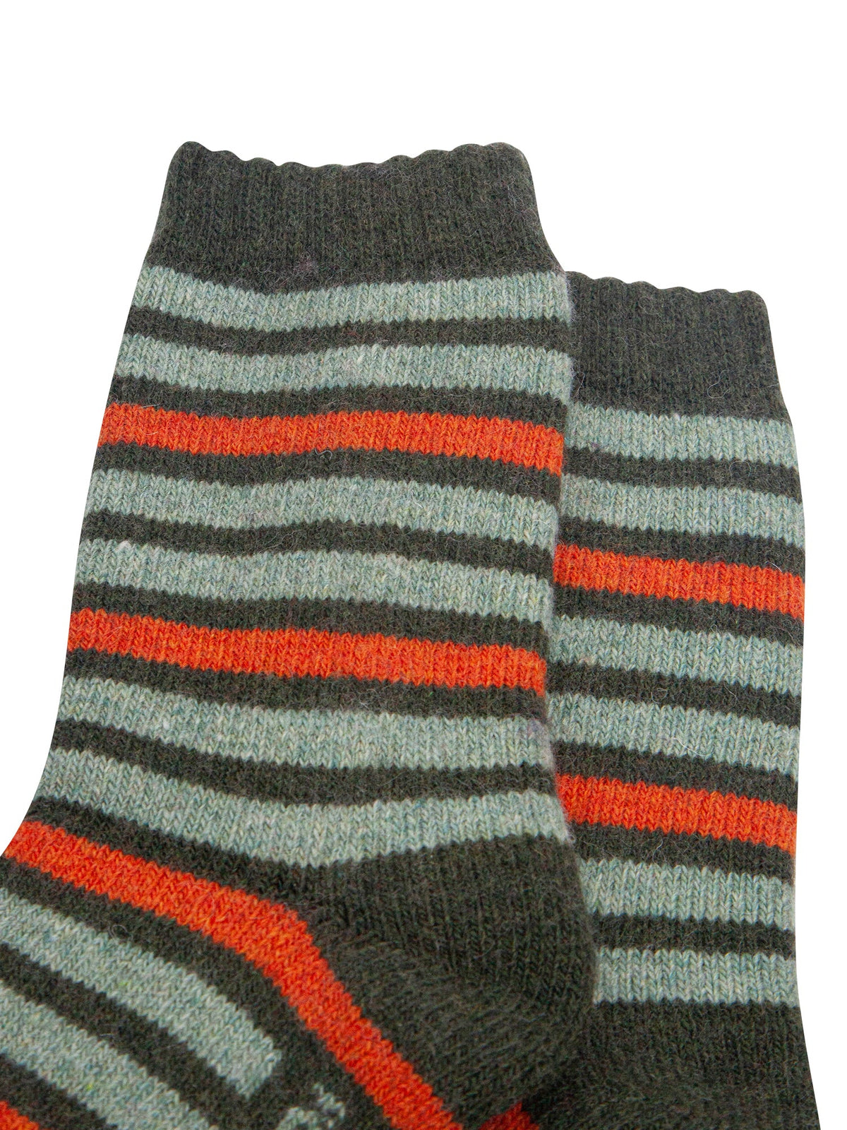 Stripe-Patterned-Wool-Socks-in-Green/Orange-Close-Up