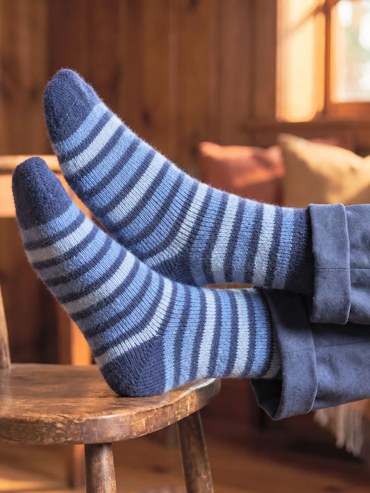Stripe-Patterned-Wool-Socks-in-Navy-Blue/Denim