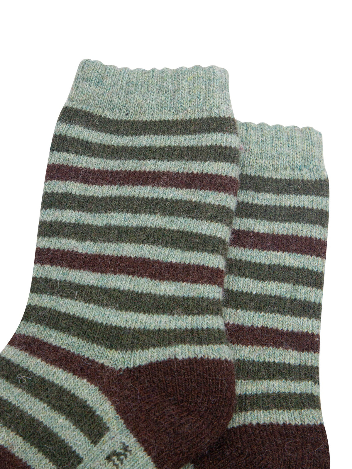 Stripe-Patterned-Wool-Socks-in-Green/Brown-Close-Up