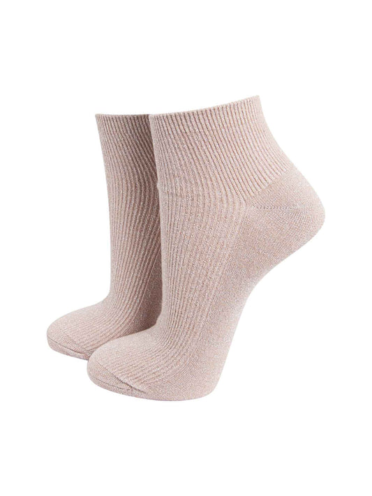 beige trainer socks with an all over silver glitter shimmer