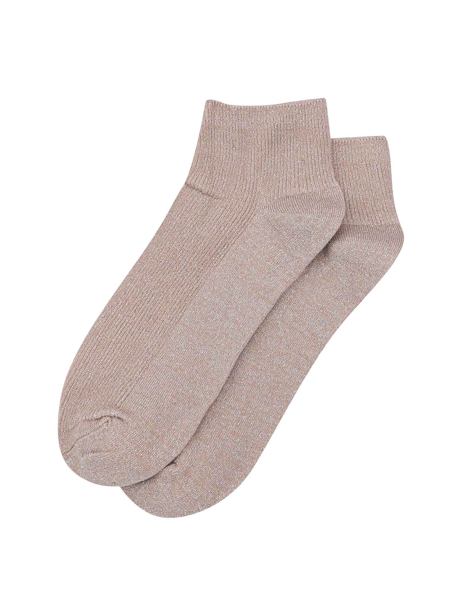 neutral beige and silver glitter women's anklet socks