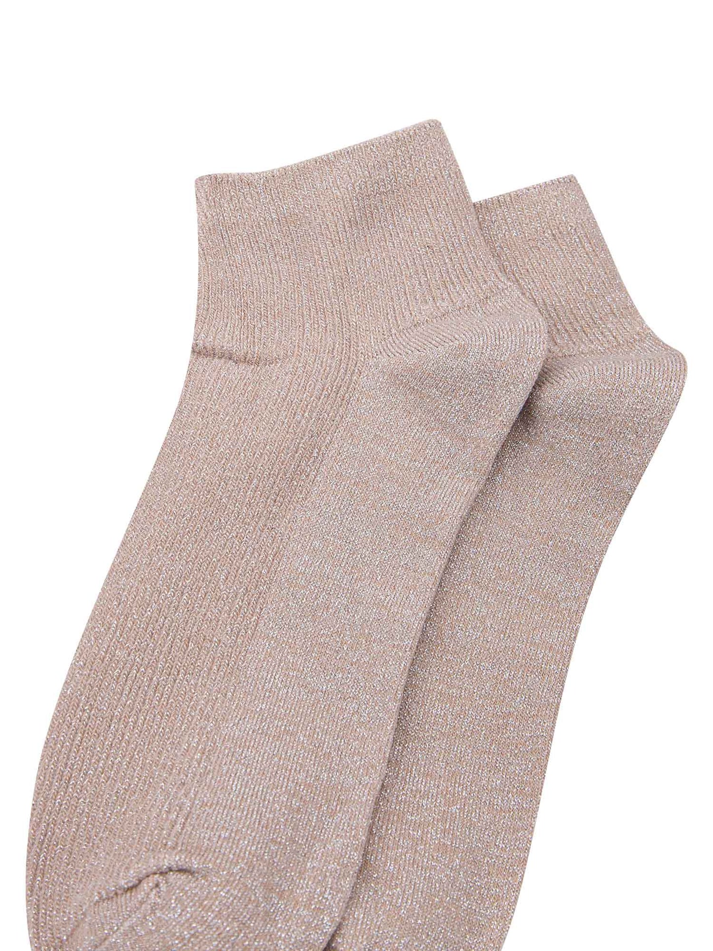 neutral beige and silver glitter women's anklet socks