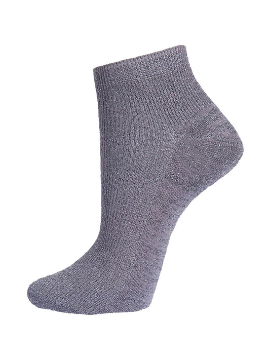 dark grey anklet trainer socks with an all over silver glitter shimmer