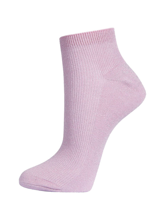 pink anklet socks with an all over silver glitter shimmer