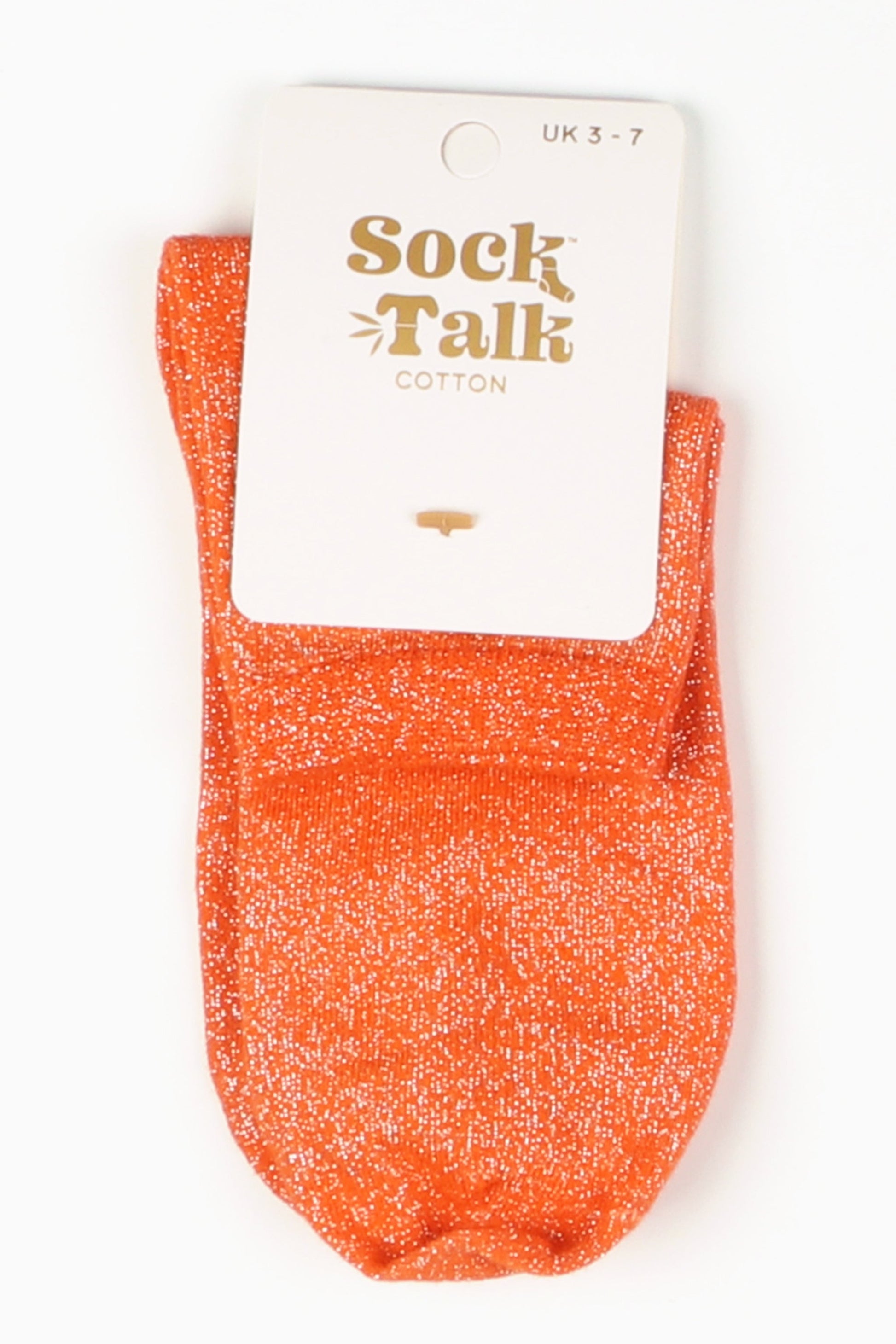 orange cotton glitter anklet socks uk size 3-7