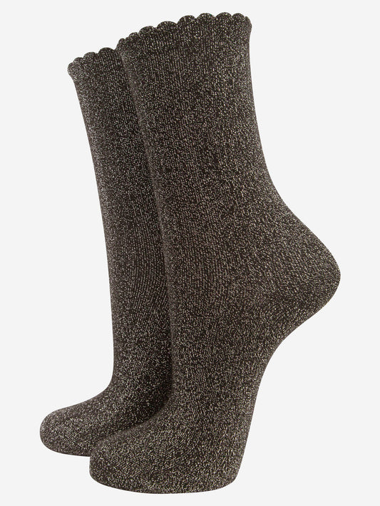 black socks with an all over gold glitter sparkle