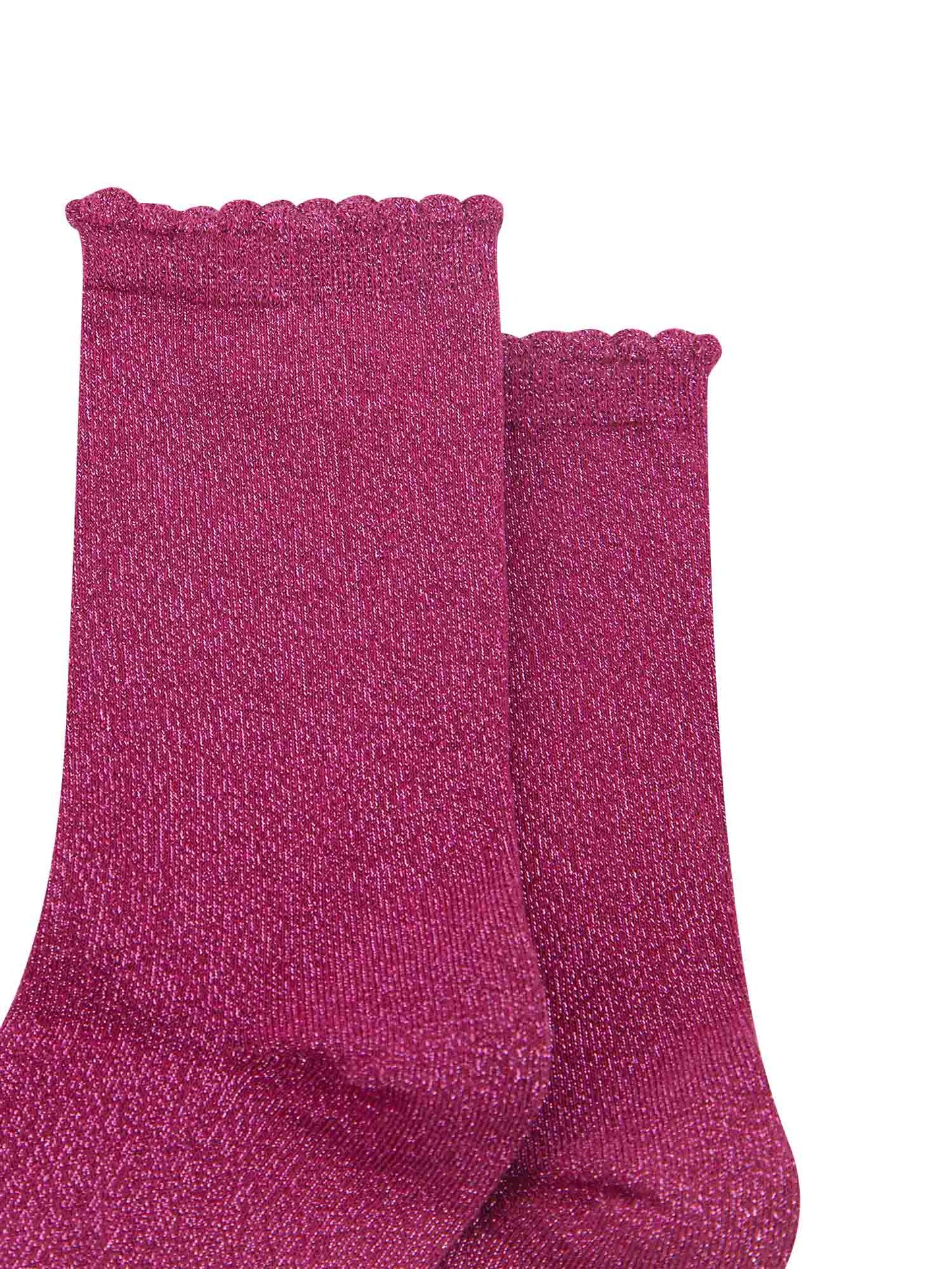 Plain Cotton Glitter Socks in Berry