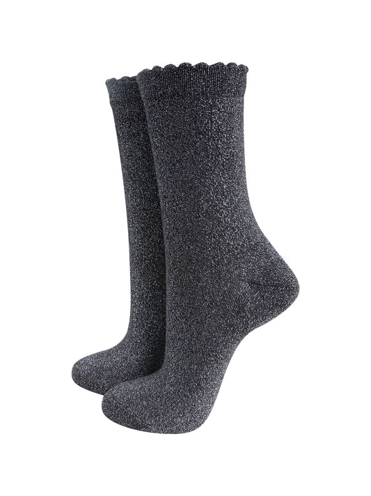 Plain-Combed-Cotton-Glitter-Socks-in-Dark-Grey-Mannequin