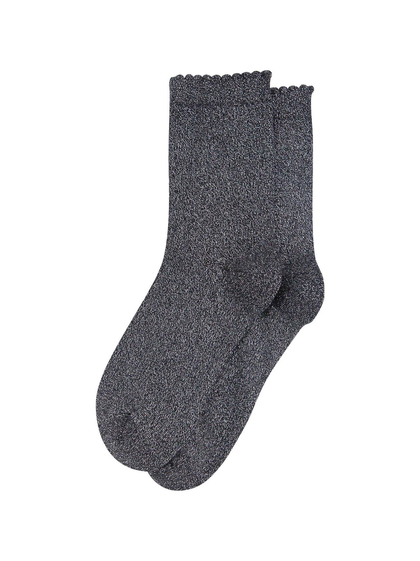 Plain-Combed-Cotton-Glitter-Socks-in-Dark-Grey-Lying-Flat