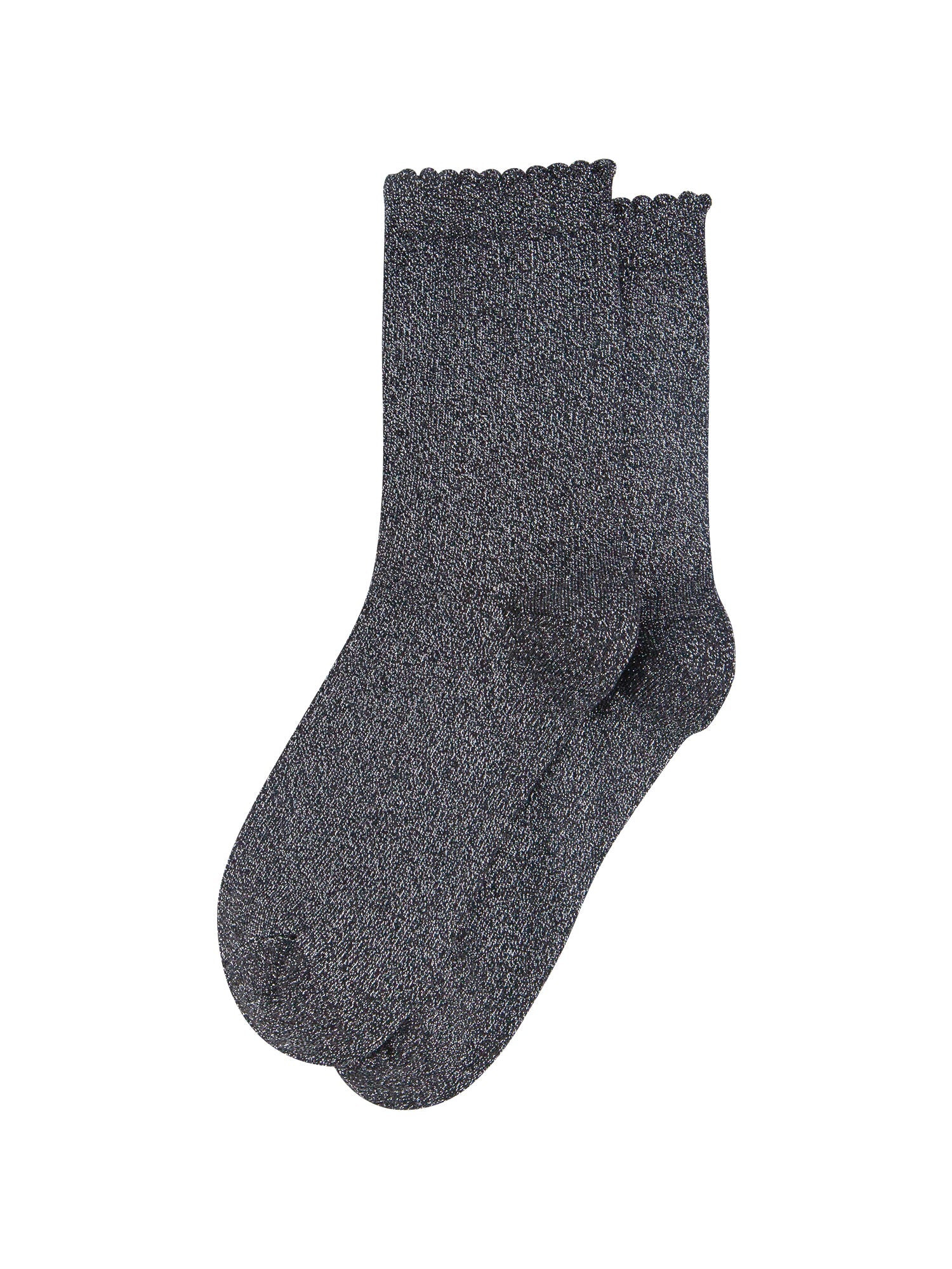 Plain-Combed-Cotton-Glitter-Socks-in-Dark-Grey-Lying-Flat