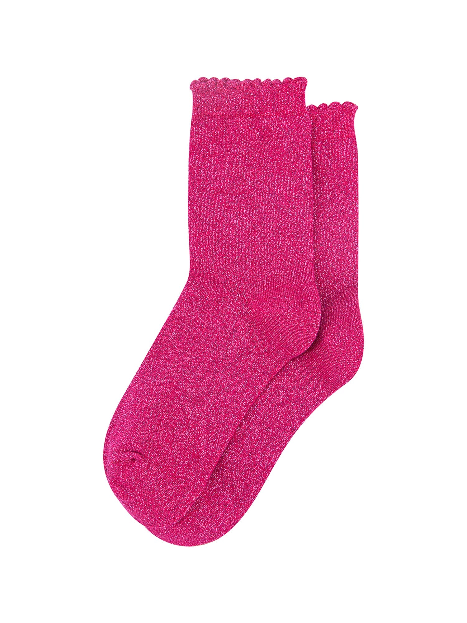 Plain-Combed-Cotton-Glitter-Socks-in-Fuchsia-Lying-Flat