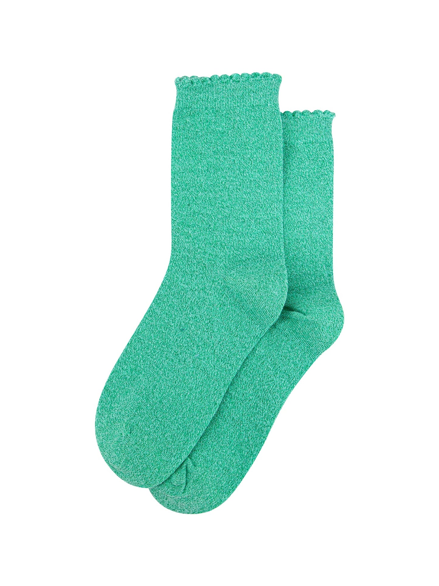 Plain-Combed-Cotton-Glitter-Socks-in-Jade-Green-Lying-Flat