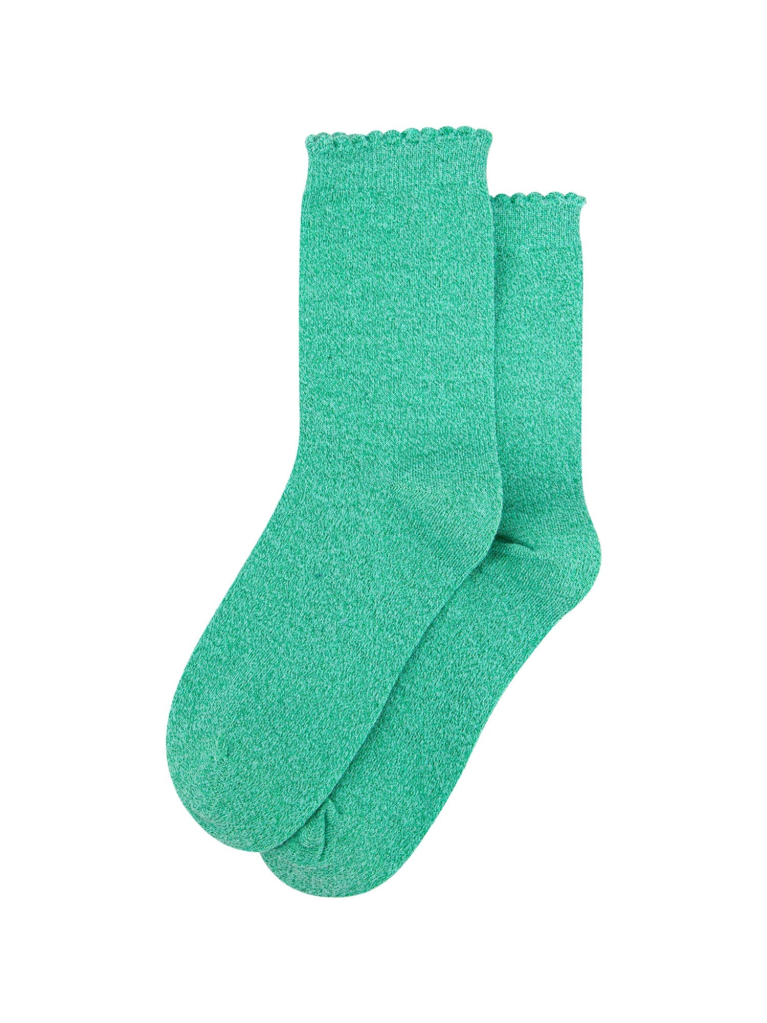 Plain-Combed-Cotton-Glitter-Socks-in-Jade-Green-Lying-Flat
