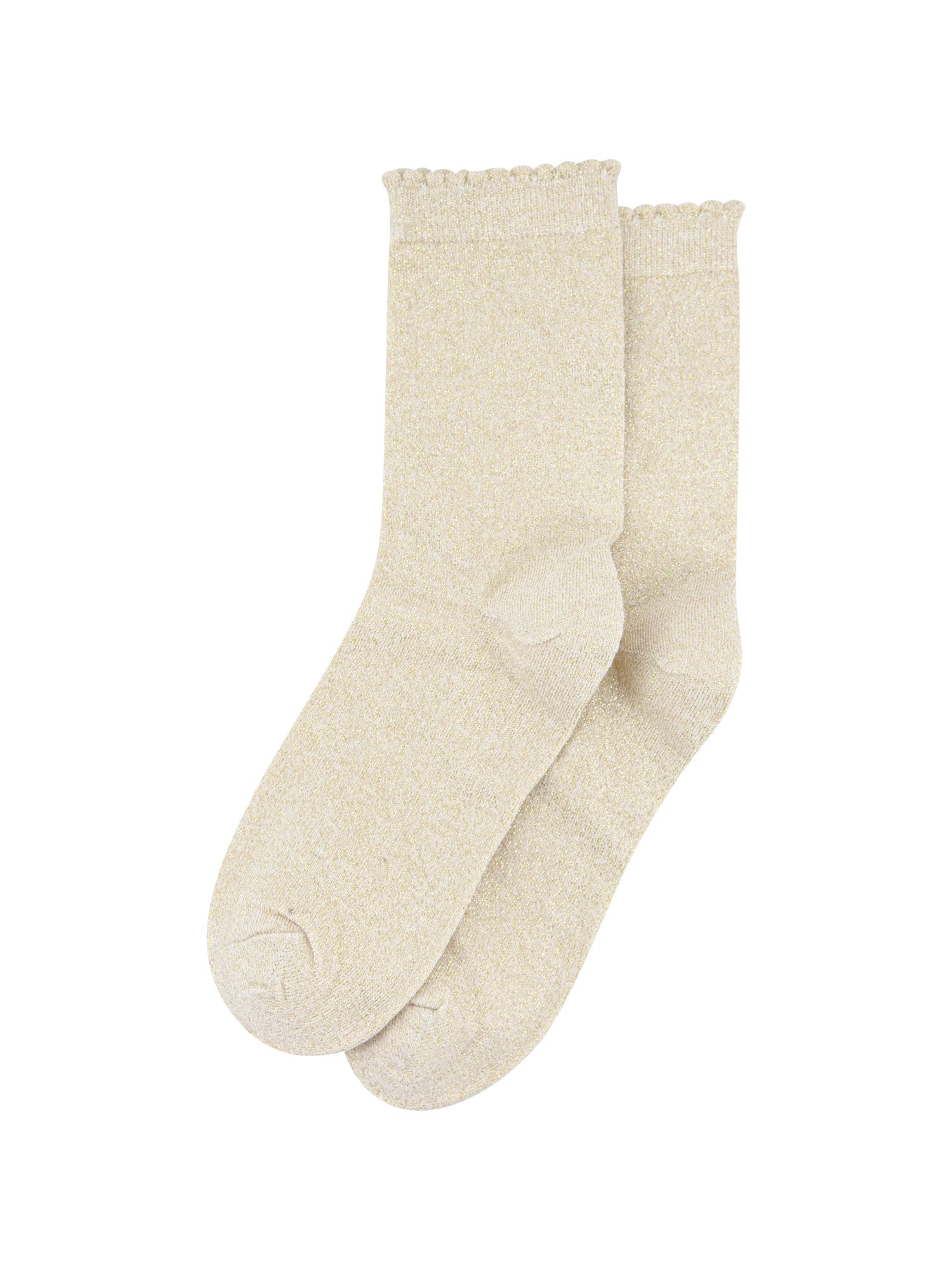 Plain-Combed-Cotton-Glitter-Socks-in-Light-Beige-Lying-Flat