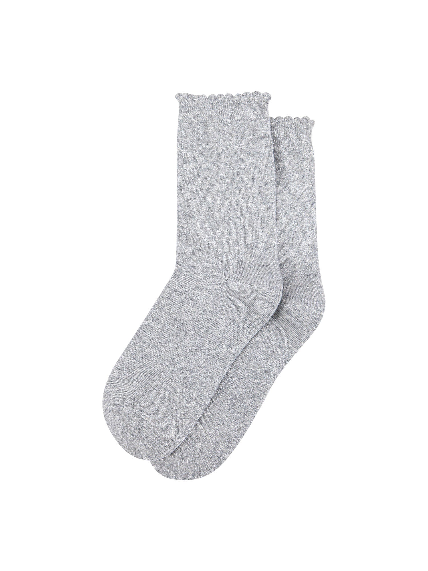 Plain-Combed-Cotton-Glitter-Socks-in-Light-Grey-Marl-Lying-Flat