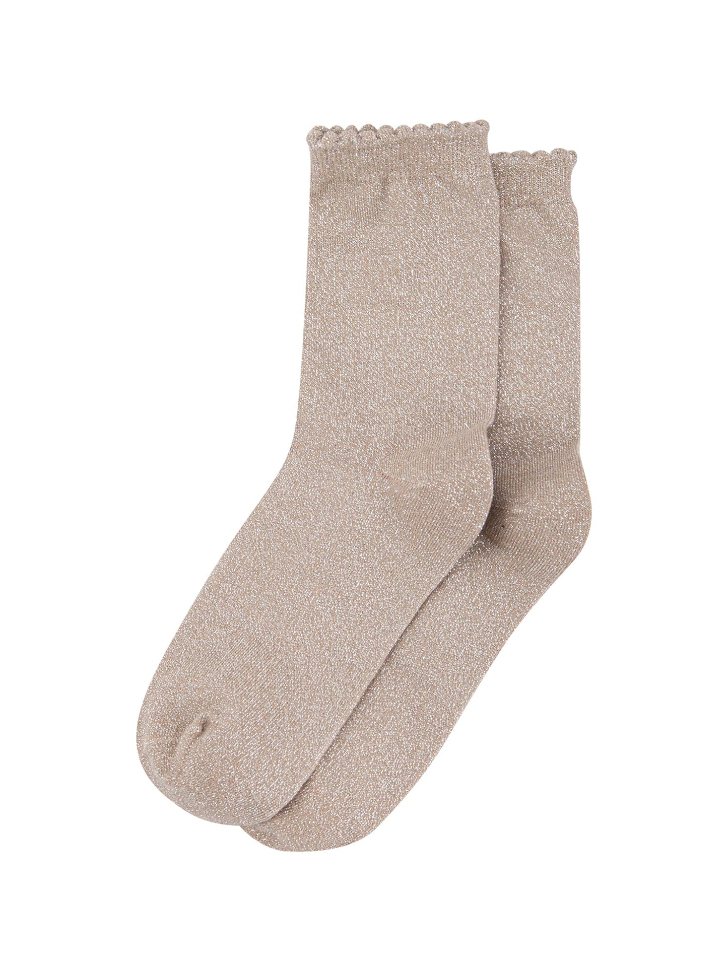 Plain-Combed-Cotton-Glitter-Socks-in-Medium-Beige-Lying-Flat