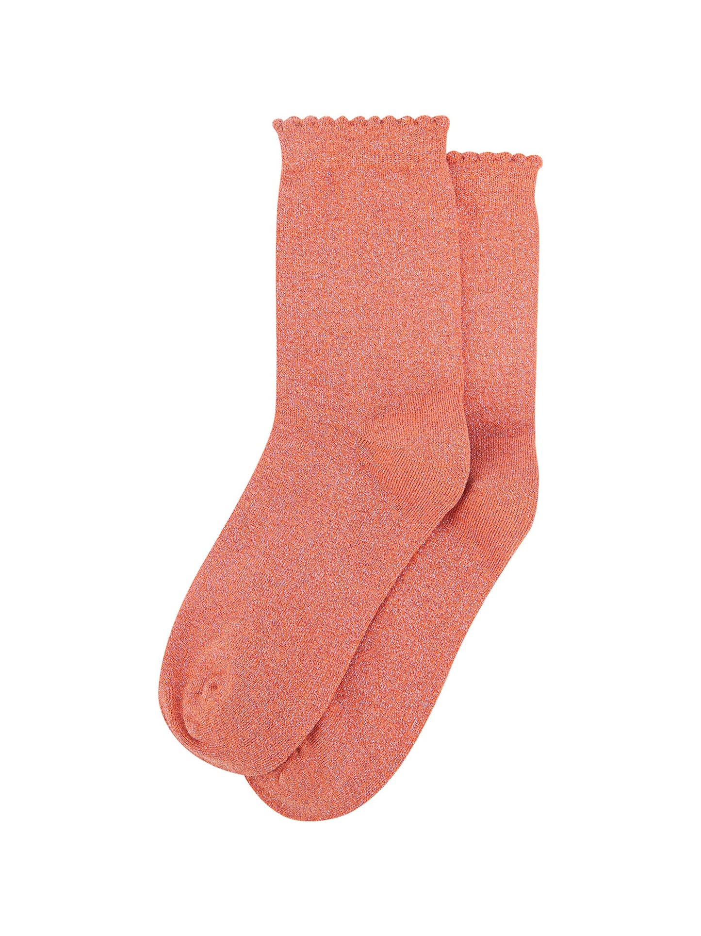 Plain-Combed-Cotton-Glitter-Socks-in-Peach-Lying-Flat