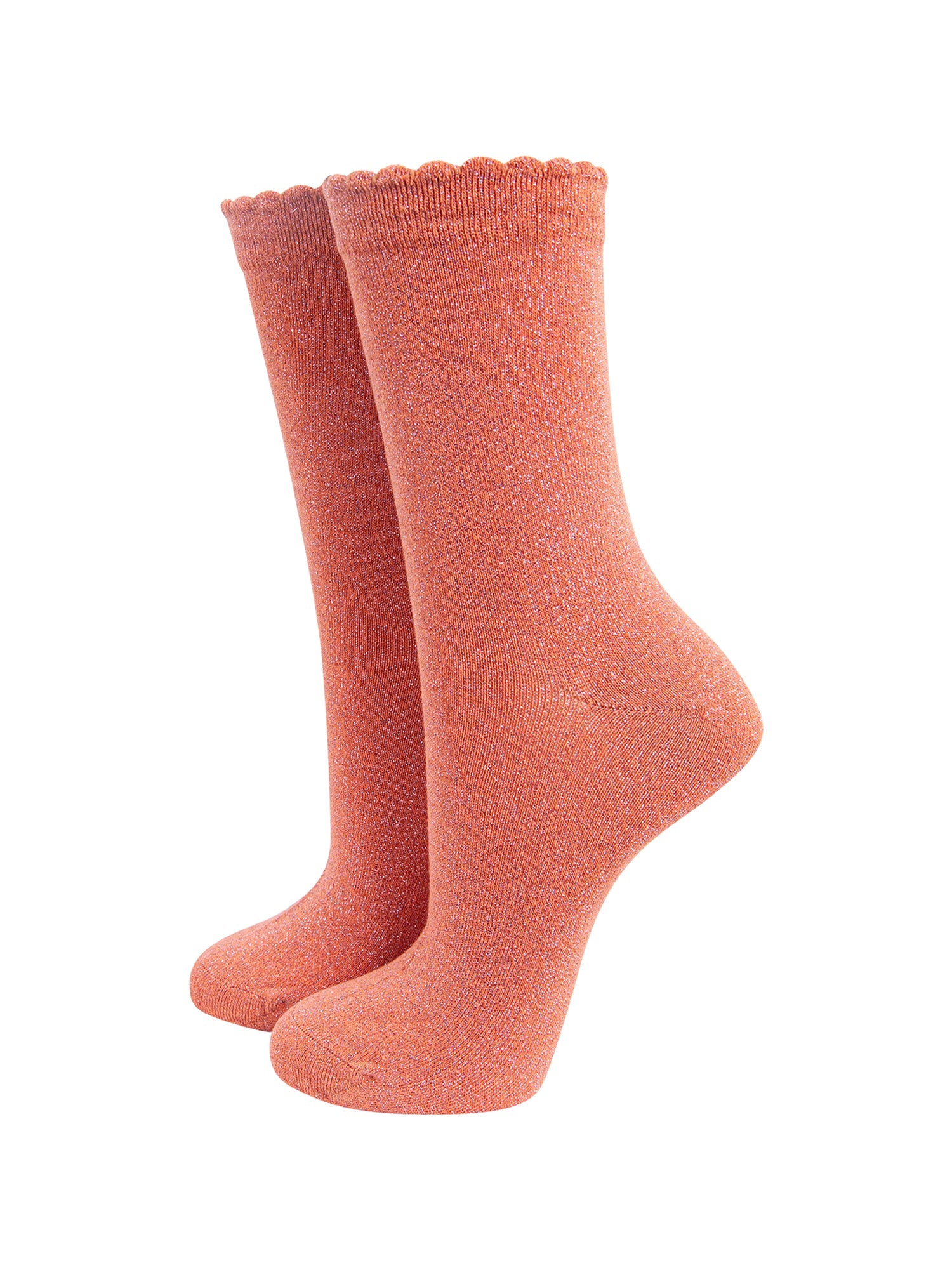 Plain-Combed-Cotton-Glitter-Socks-in-Peach-Mannequin