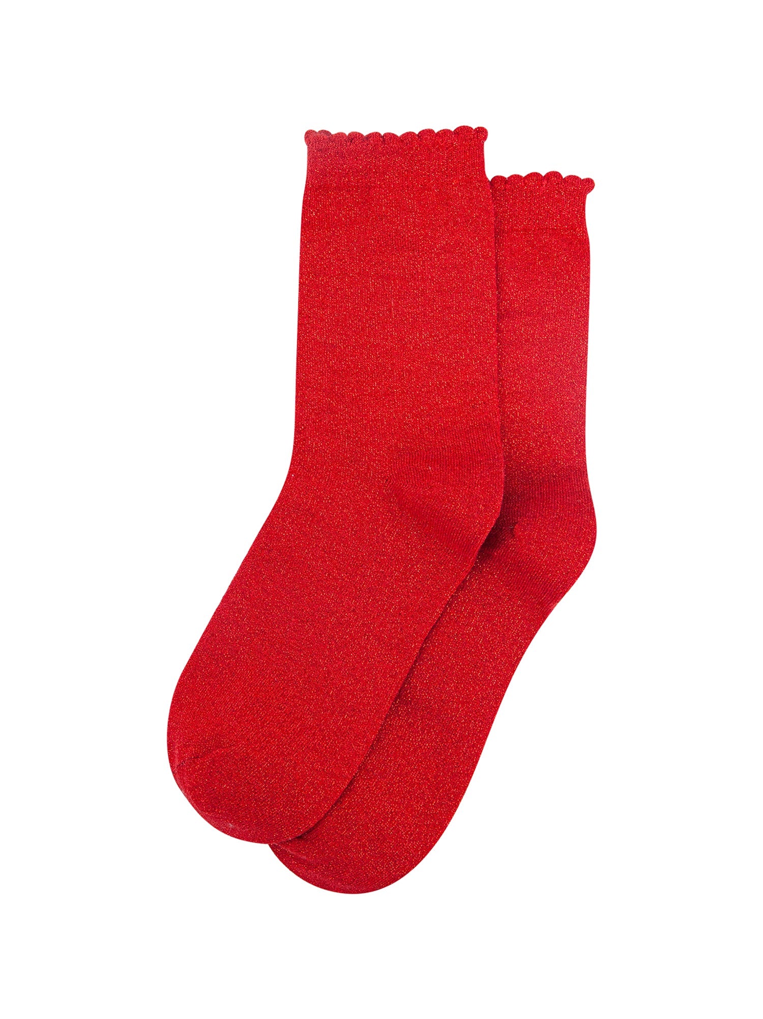 Plain-Combed-Cotton-Glitter-Socks-in-Scarlett-Lying-Flat