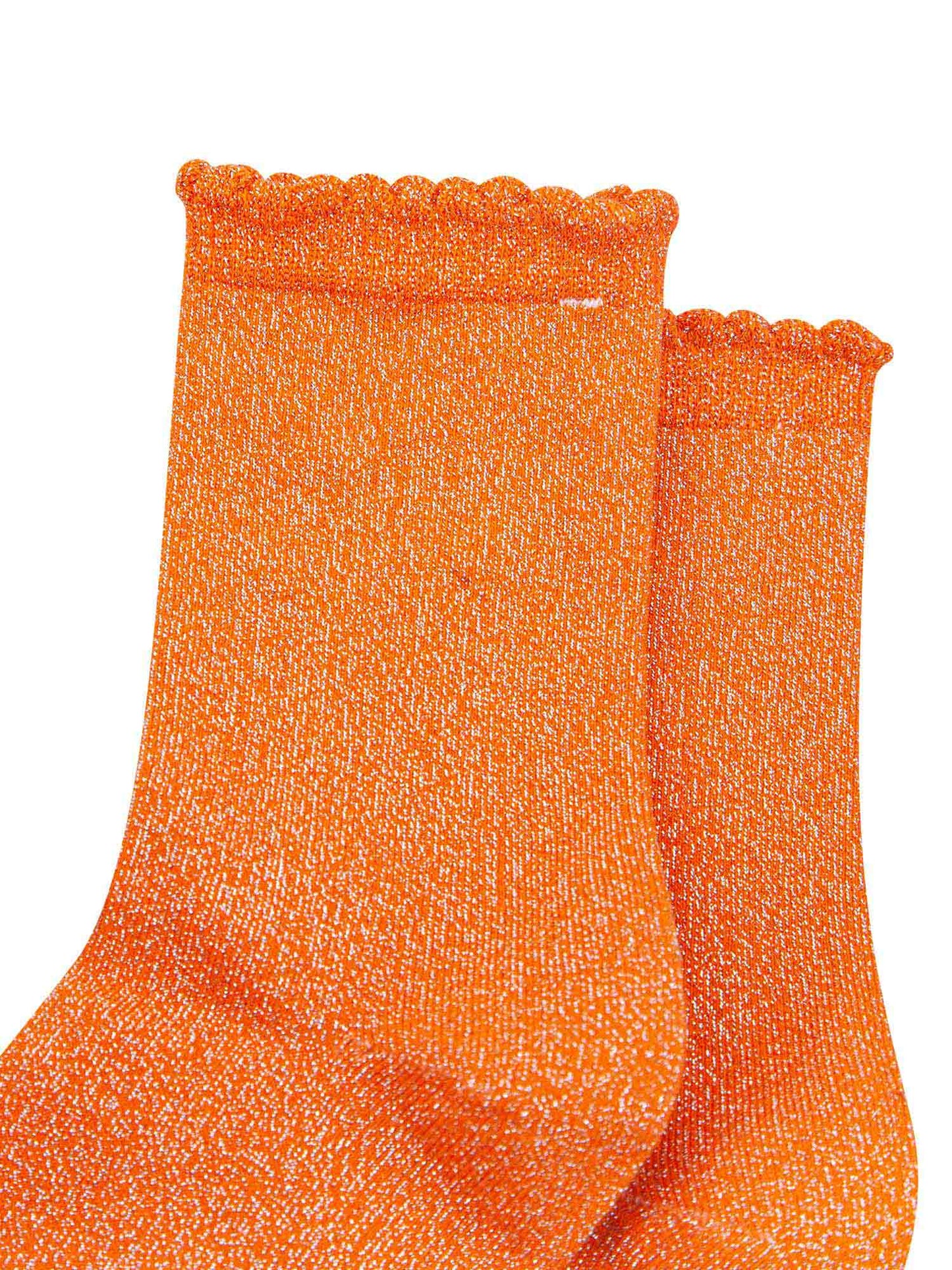 Plain Cotton Glitter Socks in Tangerine Orange