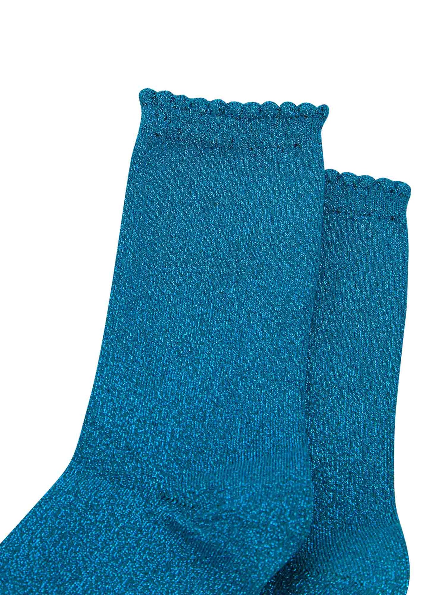 Plain Cotton Glitter Socks in Teal