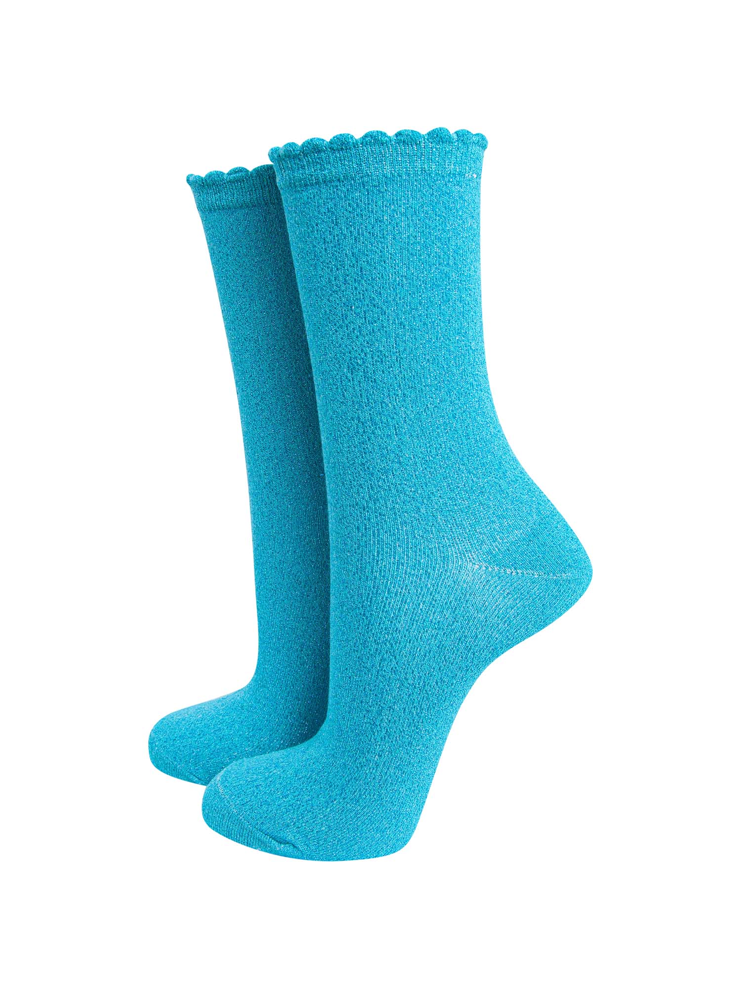 turquoise ankle socks with an all over sparkly glitter shimmer