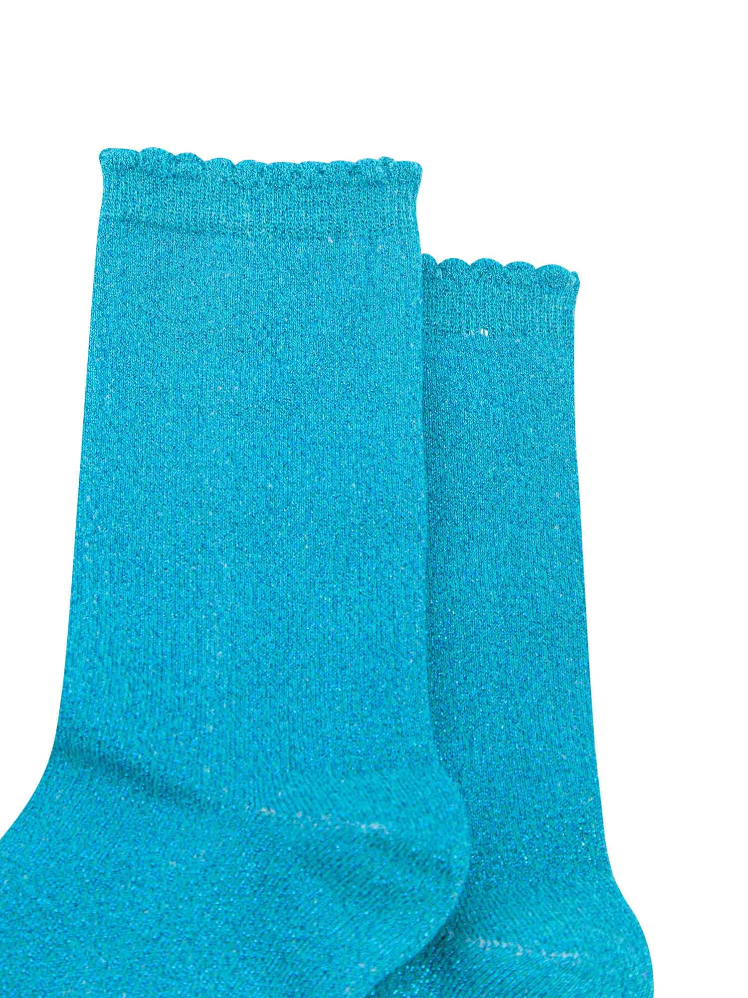 close up of the sparkly material of the ankle socks