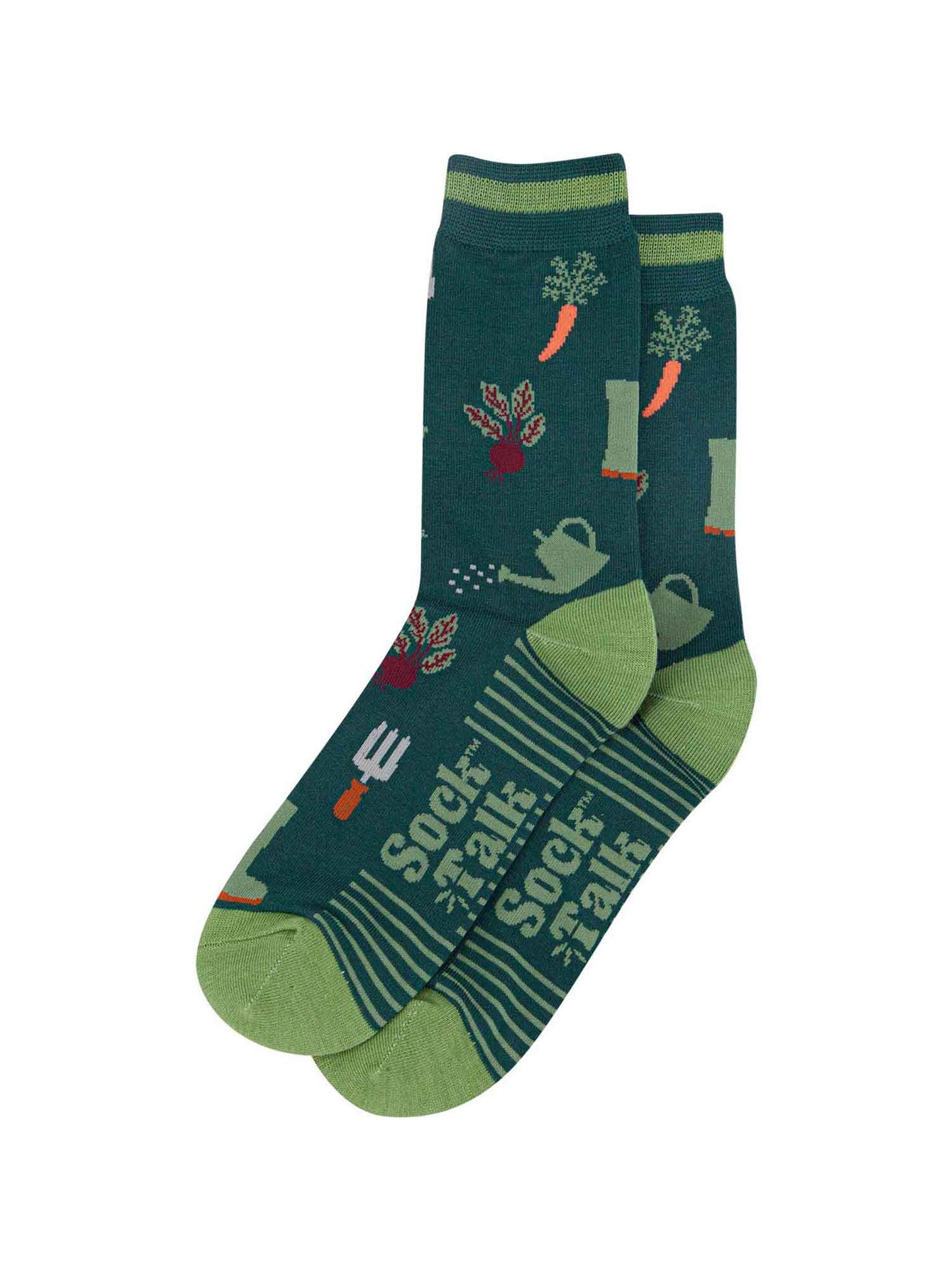 mens-bamboo-socks-forest-green-green-gardening-laying-flat