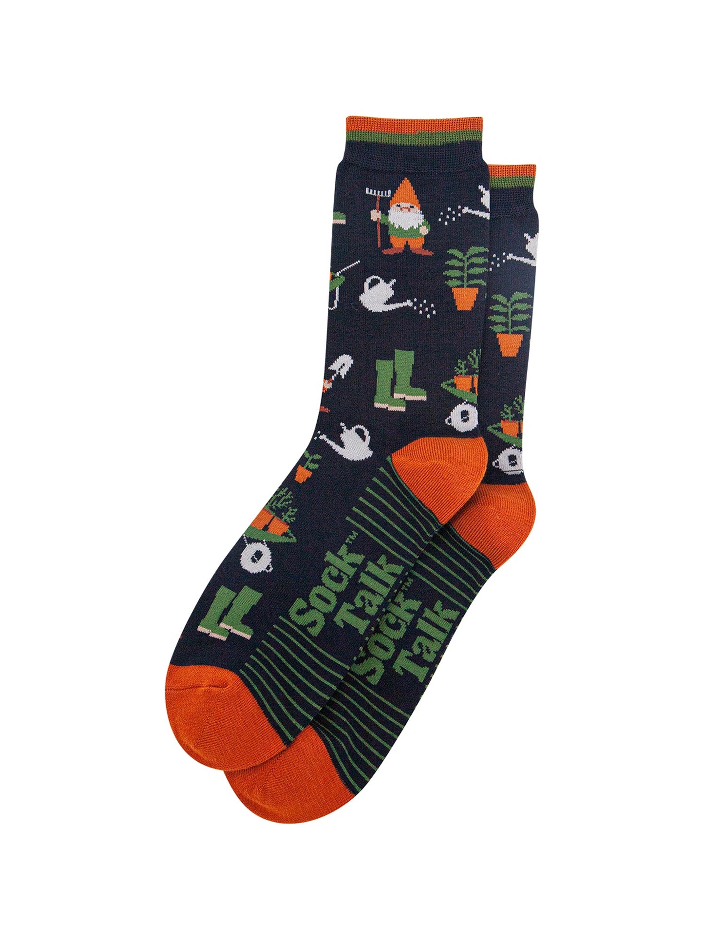Garden-Gnomes-Bamboo-Socks-in-Navy-Blue-Lying-Flat