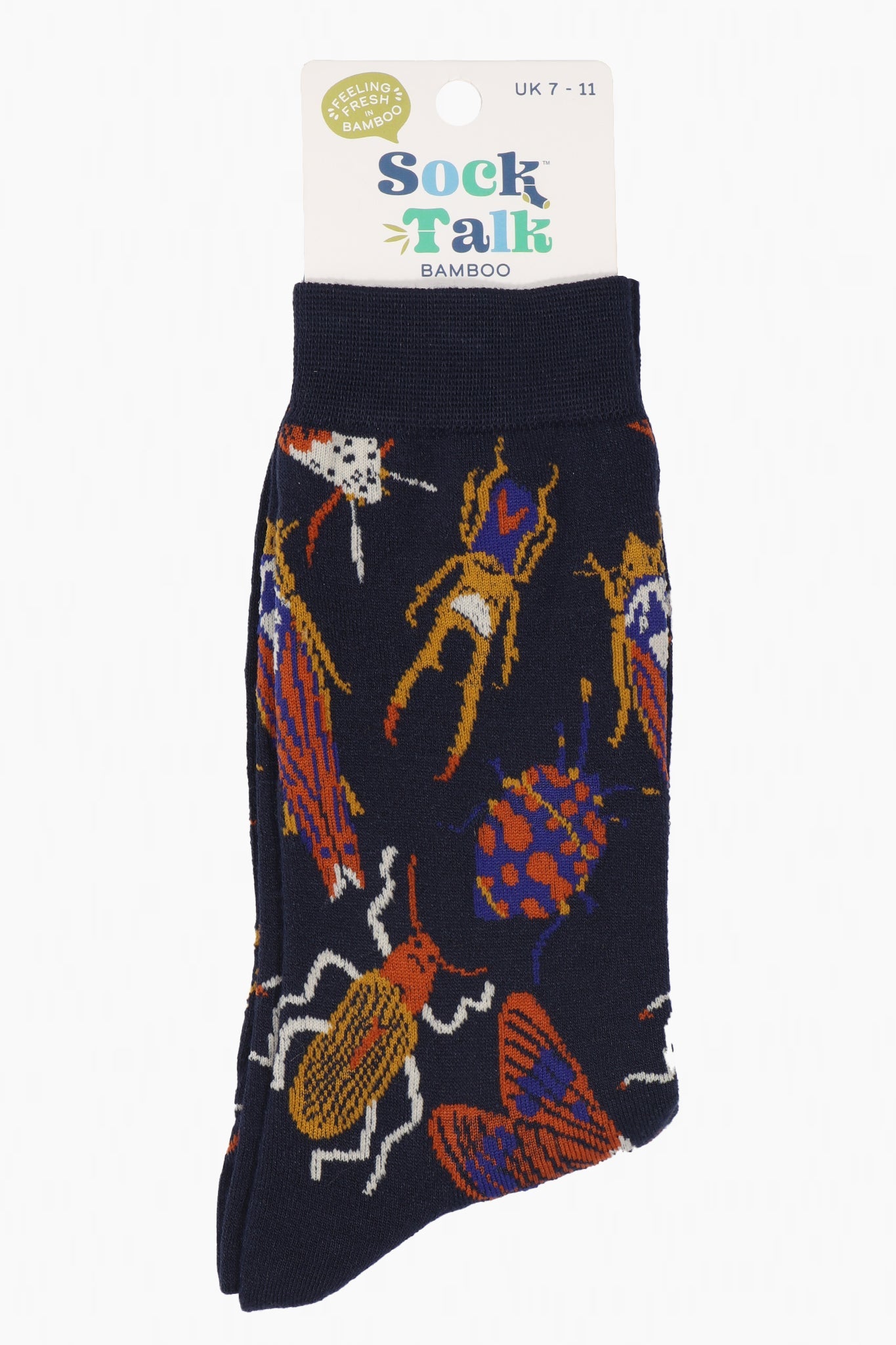 mens insect print navy blue bamboo dress socks