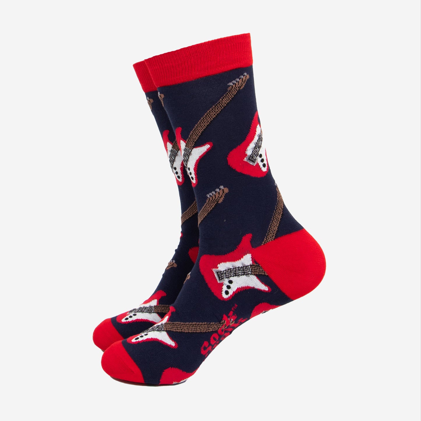 mens-socks-gift-box-black-rock-band-navy-red-guitar