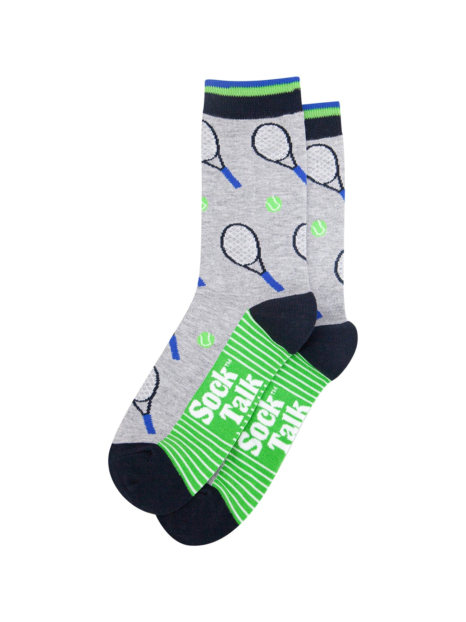 Sport-Bamboo-Crew-Socks-for-Men-Grey-Tennis-Lying-Flat
