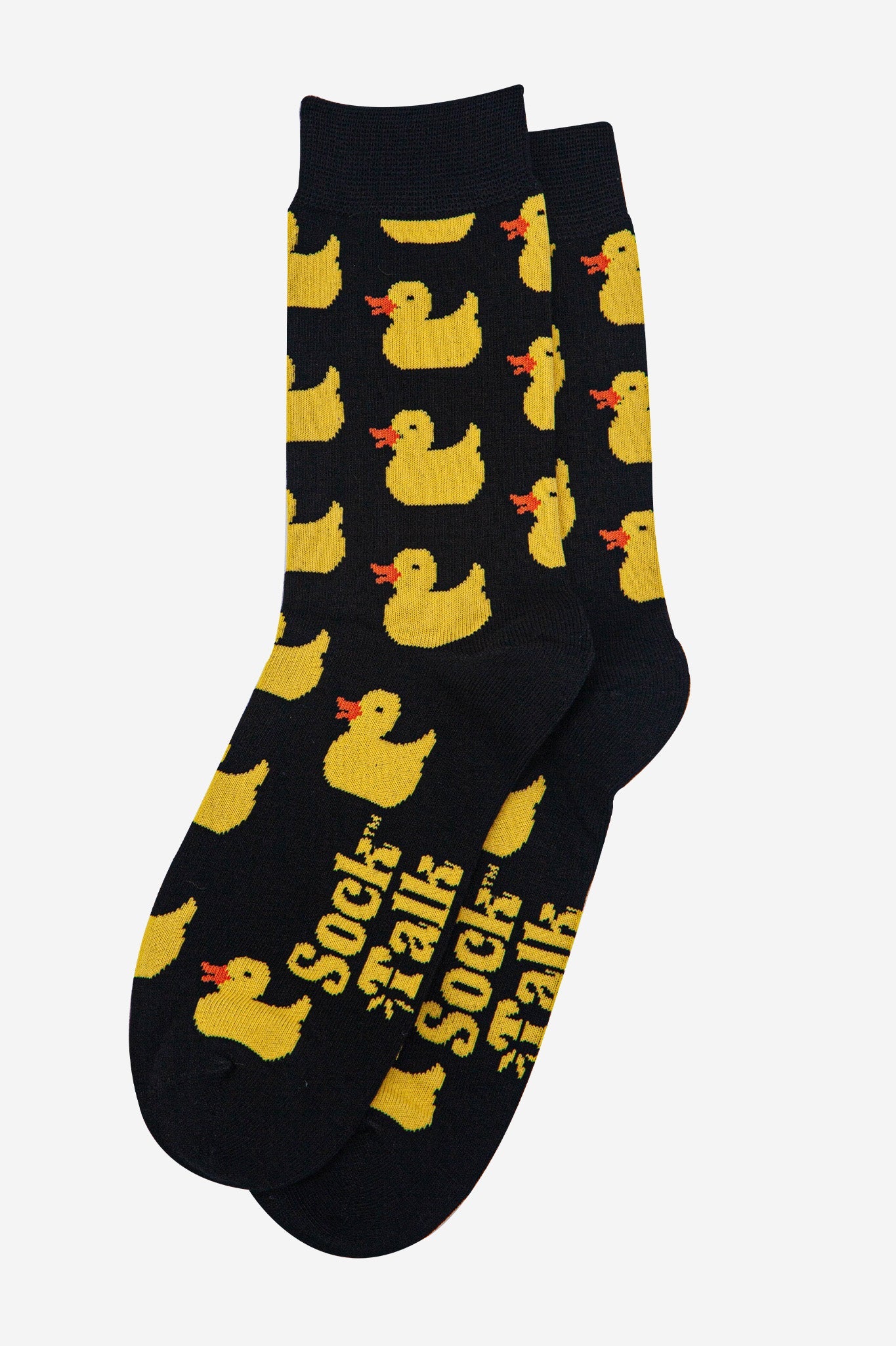Men's Bamboo Crew Socks Christmas Cracker Gift Box - Black/Yellow, Rubber Ducks