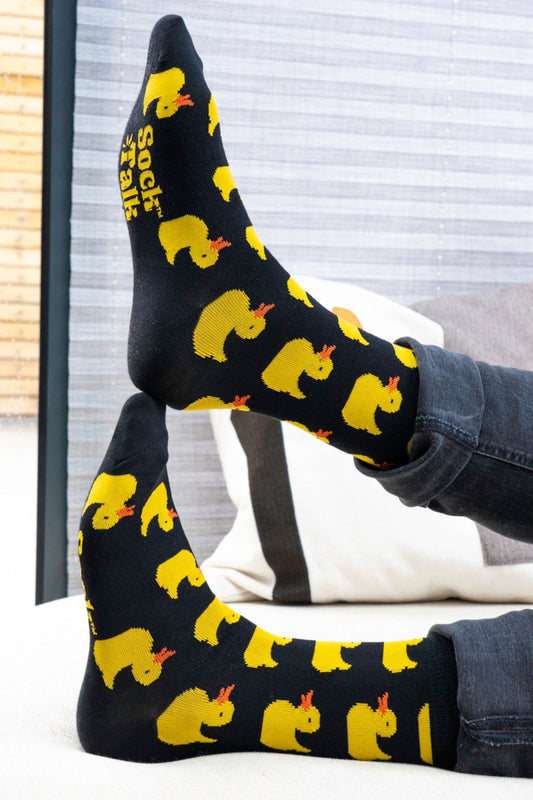 Men's Bamboo Socks - Black, Rubber Ducks