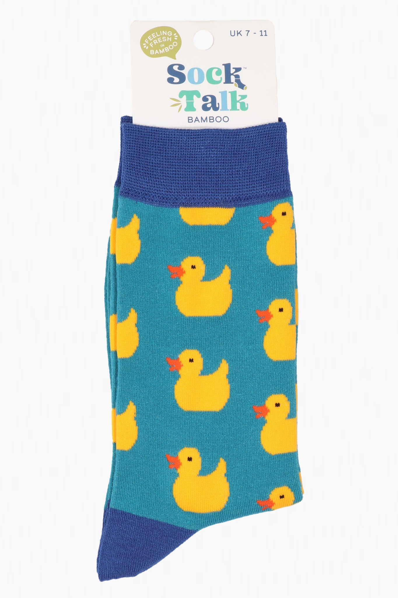 mens blue and yellow rubber duck novelty dress socks, uk size 7-11