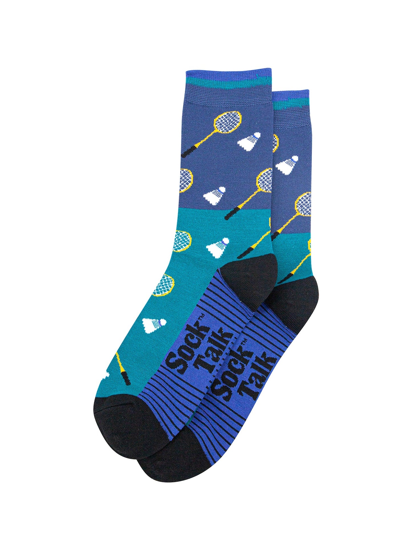 Badminton-Bamboo-Socks-in-Blue-Lying-Flat